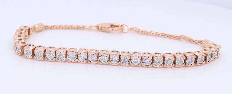 Charming Rose Gold approximate 0.20ctw Diamond Bracelet
