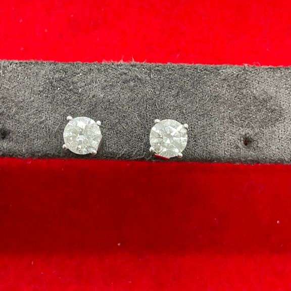 CERTIFIED BRAND NEW 14K WHITE GOLD AND DIAMOND STUD EARRINGS