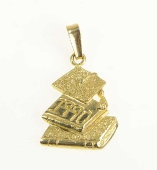 14K Yellow Gold 1990 Year Book Graduation Cap Graduate Charm/Pendant