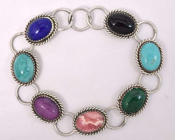 Multi-Gem Bracelet In Sterling Silver