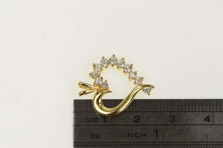 14K Yellow Gold Classic CZ Heart Love Symbol Vintage Pendant