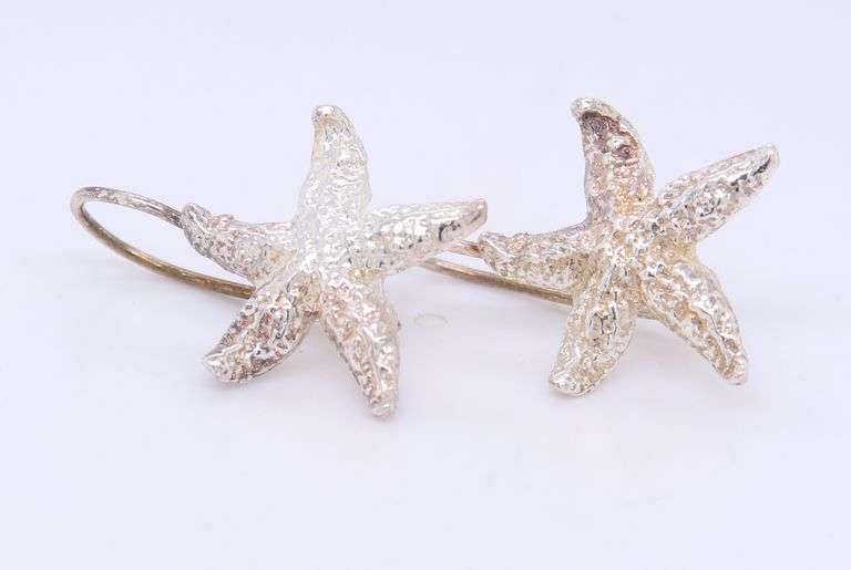 Vintage 925 Sterling Silver Starfish Dangle Earrings