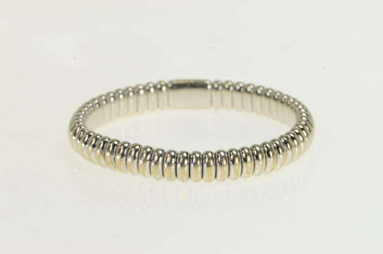 18K White Gold Pave Diamond 8mm Omega Chain Statement Bracelet