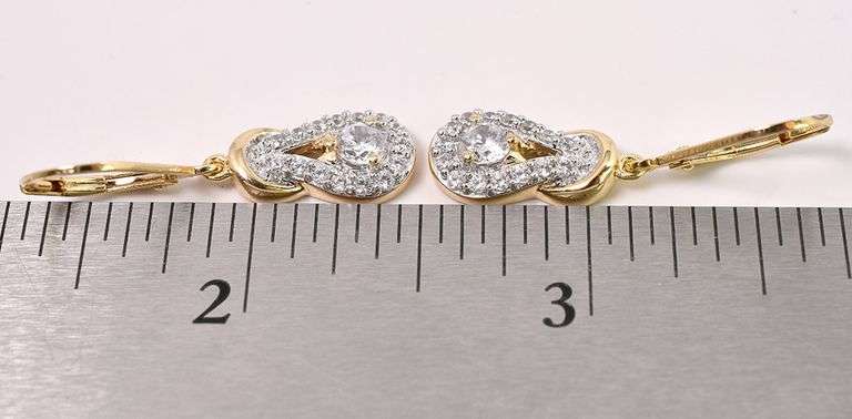 Vermeil CZ Dangle Earrings In Sterling Silver