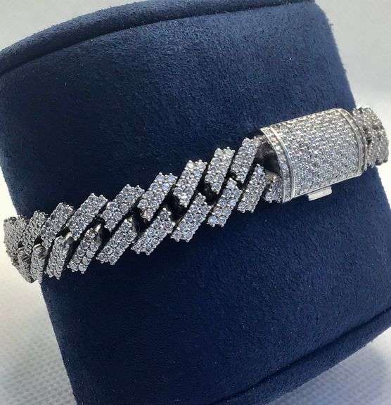 GORGEOUS 14K ICY WHITE GOLD MIAMI CUBAN LINK DIAMOND BRACELET