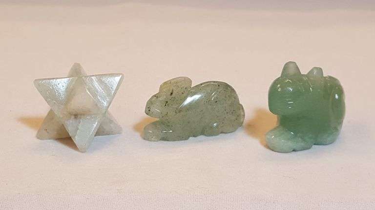 Natural Aquamarine 3 Piece Hand Carved Figurines