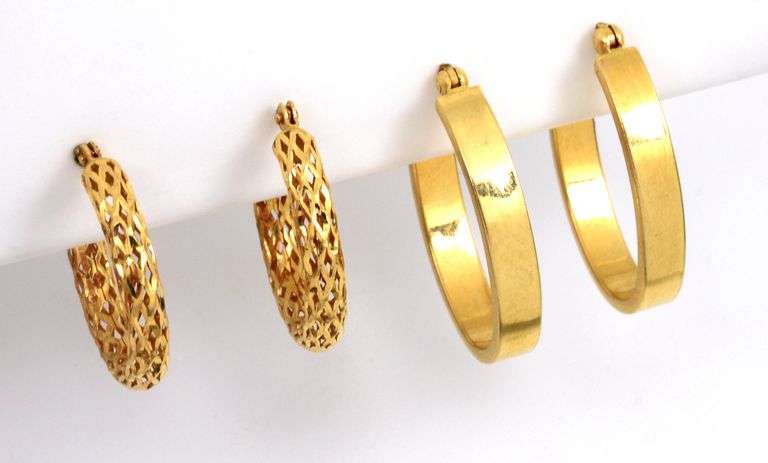 2 Pairs Small 14k Hoop Earrings