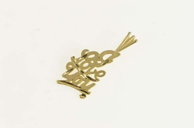 14K Yellow Gold I Love You Romantic Message Word Charm/Pendant