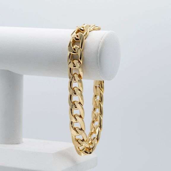 Sharp 60 Gram 14 Kt Gold Plated Figaro Bracelet
