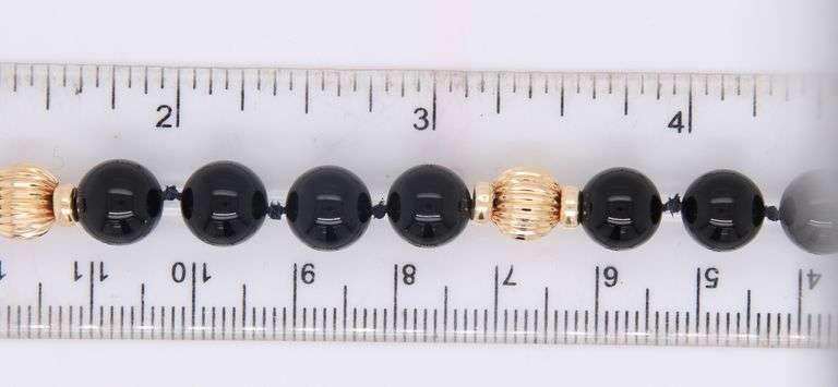 Fantastic Black Onyx and Gold Ball Bead Bracelet