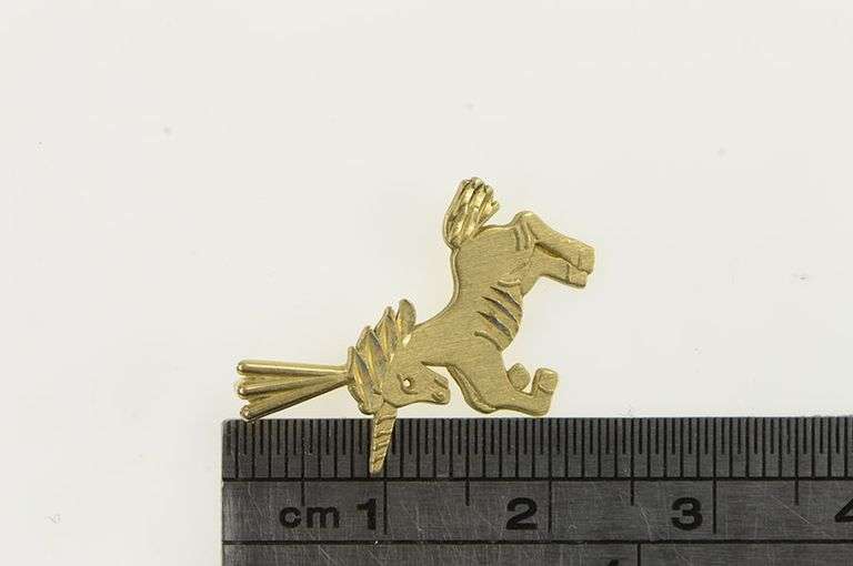 14K Yellow Gold Diamond Cut Unicorn Unique Symbol Charm/Pendant