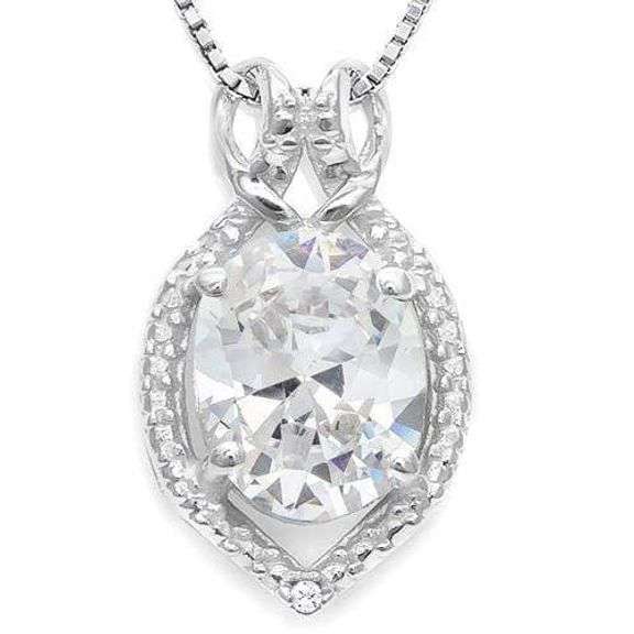 2.24 CT WHITE TOPAZ & DIAMOND 925 STERLING SILVER PENDANT