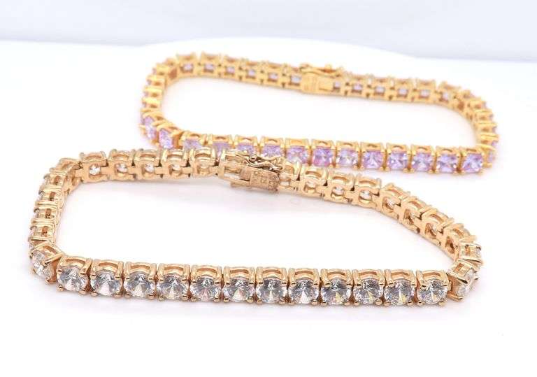Lot of 2 925 Sterling Silver Cubic Zirconia Bracelets