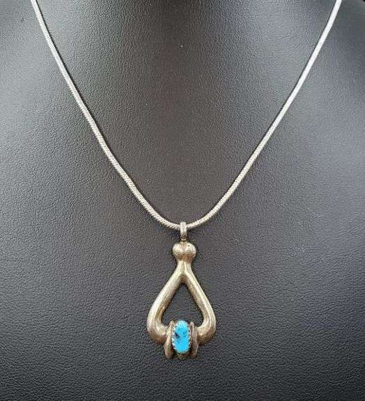 Ladies Natural Turquoise .925 Solid Silver Pendant