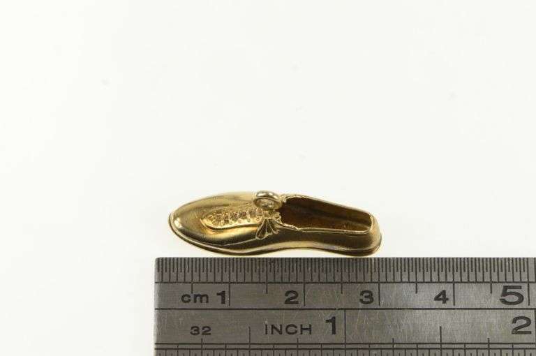 14K Yellow Gold 3D Vintage Men's Dress Shoe Fashion Charm/Pendant
