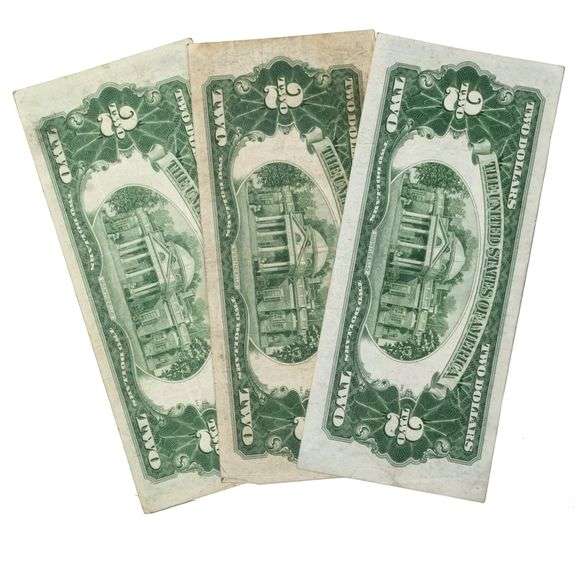 3 1928 G $2 Red Seal US Notes