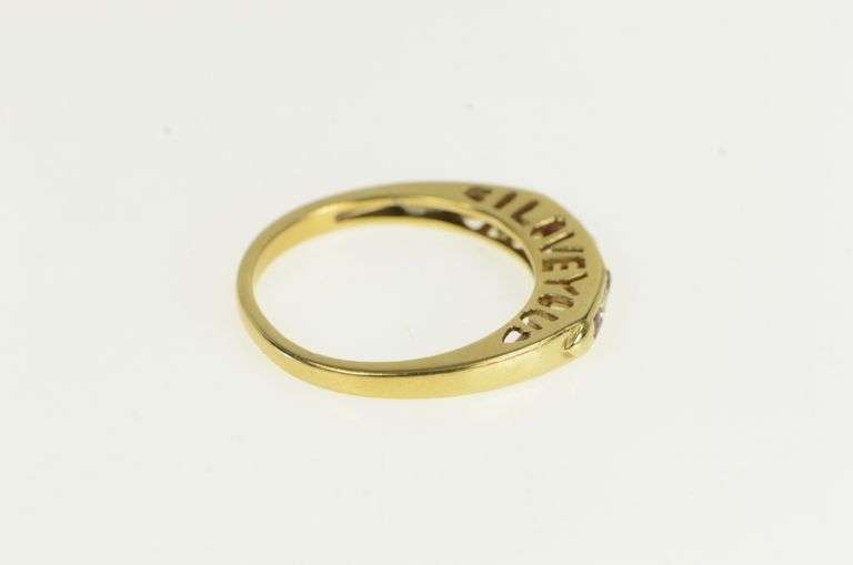 10K Yellow Gold I Love You Ruby Diamond Wedding Band Ring