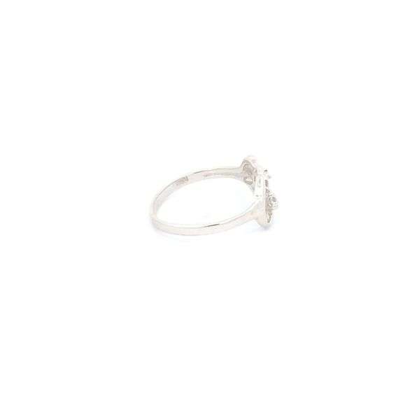 10K White Gold Diamond Interlocked Hearts Love Promise Ring