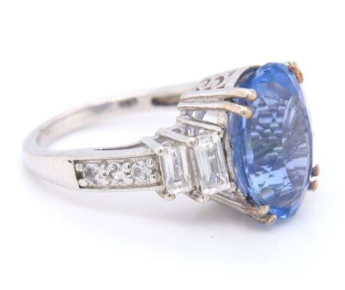 Sterling Silver Fancy Iolite CZ Cocktail Ring