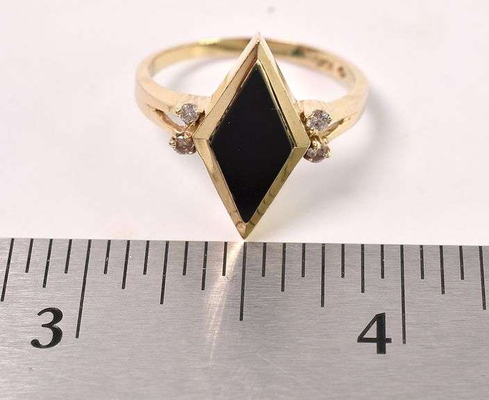 Magnificent Black Onyx and Diamond Ring In Yellow Gold