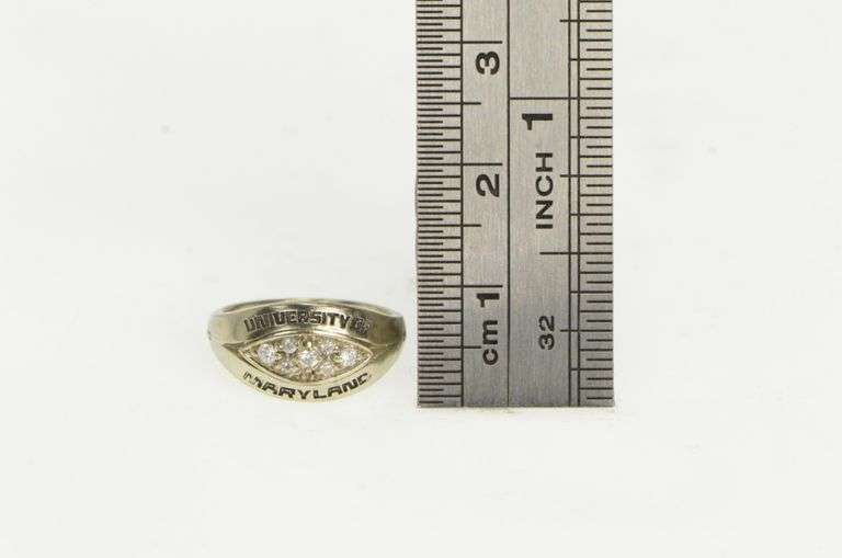 10K White Gold 1986 University of Maryland Ornate Class Ring