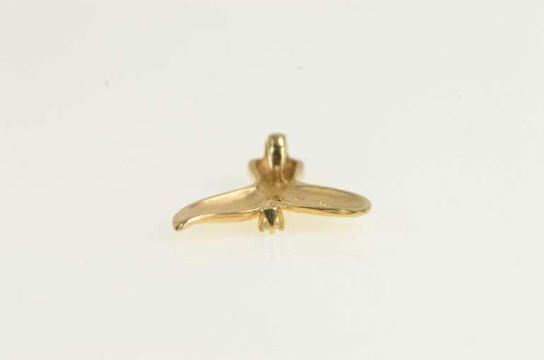 14K Yellow Gold Kabana Diamond Whale Fluke Tail Vintage Pendant