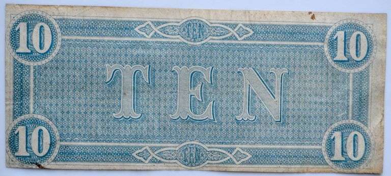 Feb17 1864 Series$10 Confederate States America Note