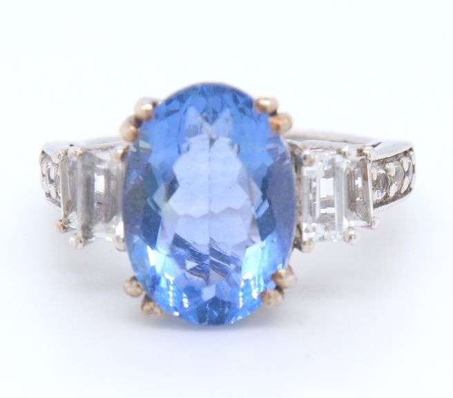 Sterling Silver Fancy Iolite CZ Cocktail Ring