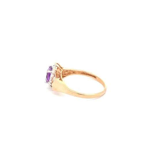 10K Yellow Gold Heart Amethyst Diamond Accent Love Ring