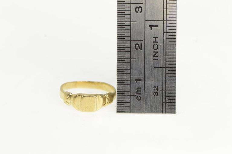 14K Yellow Gold Art Deco Monogrammable Baby Signet Initial Ring