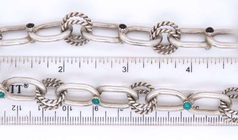 Vintage Sterling Silver Hoops and Oval Link Necklace