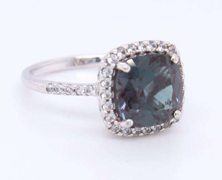 925 Sterling Silver Cushion Cut Purple Spinel Ring