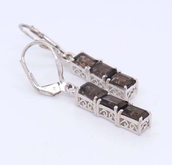 Sterling Silver Drop Smoky Quartz Earrings