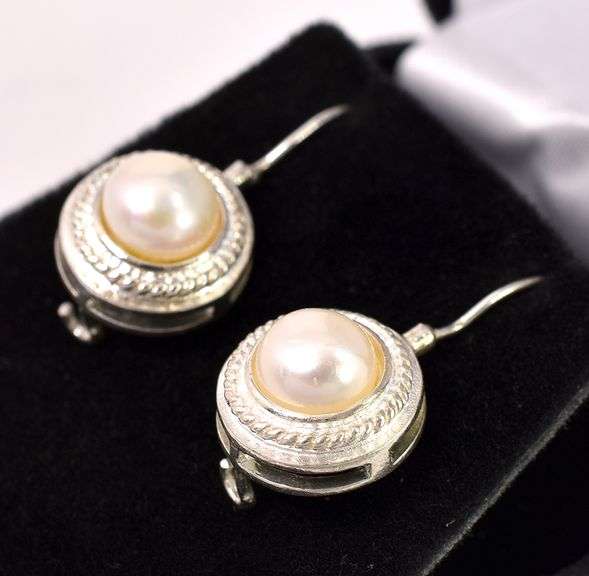 Pearl Dangle Earrings In Sterling Silver