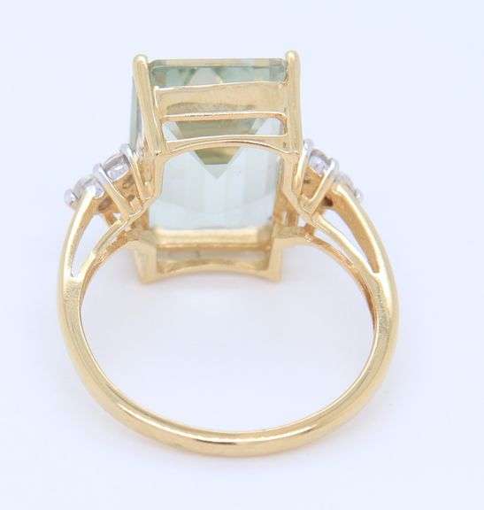 10KT Yellow Gold Radiant Green Amethyst Ring