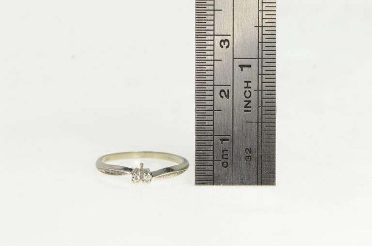 14K White Gold 1950's Diamond Simple Wedding Band Ring