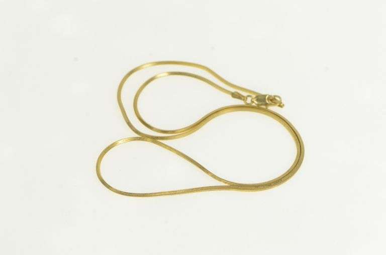 14K Yellow Gold 1.0mm Squared Vintage Snake Chain Fancy Necklace