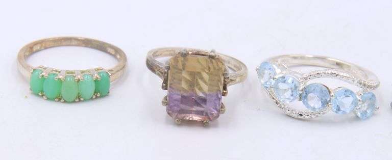 Sterling Silver Mixed Gemstone Ring Lot