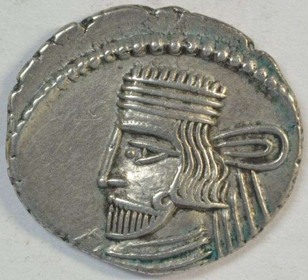 Scarce Mint State Parthia Silver Drachm of Vardanes II, 55-58 AD