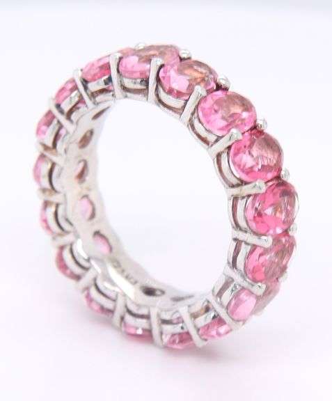 925 Sterling Silver Pink Cubic Zirconia Band