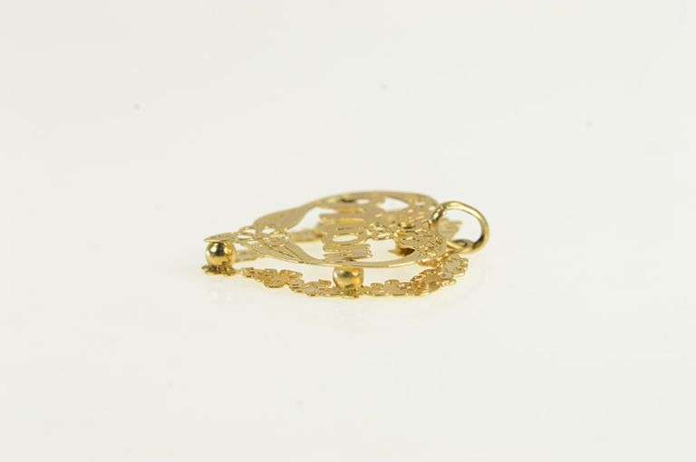 14K Yellow Gold Mom Heart Filigree Mother's Day Love Pendant