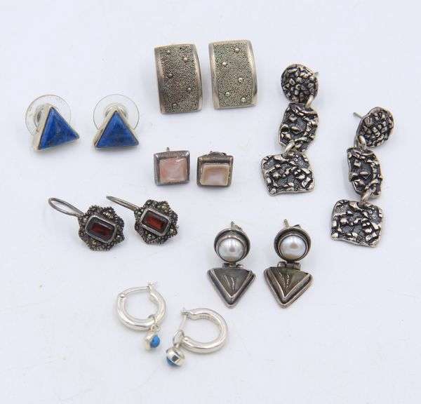 Sterling Silver Seven Pair Earrings Lot