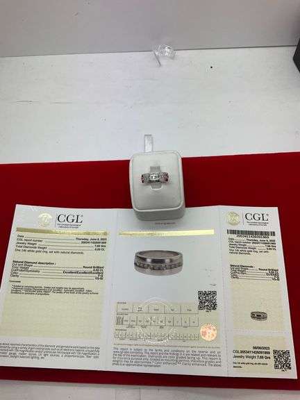 CERTIFIED 14K WHITE GOLD AND DIAMOND BAND