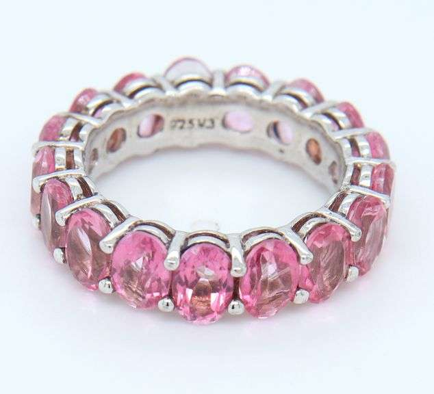 925 Sterling Silver Pink Cubic Zirconia Band