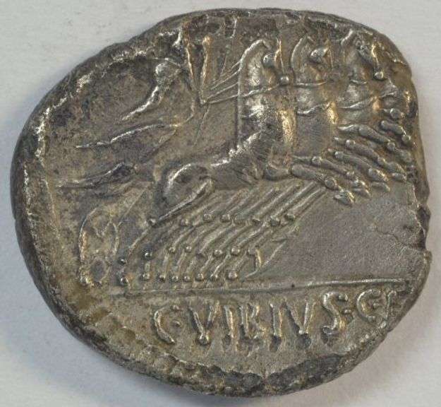 Sharp Roman Republic Silver Denarius of C Vibius C f Pausa, 90 BC