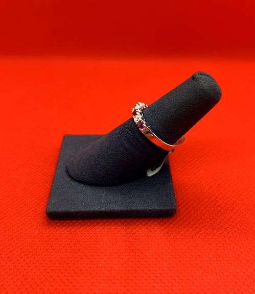 RUBY AND DIAMONDS 14K WHITE GOLD RING