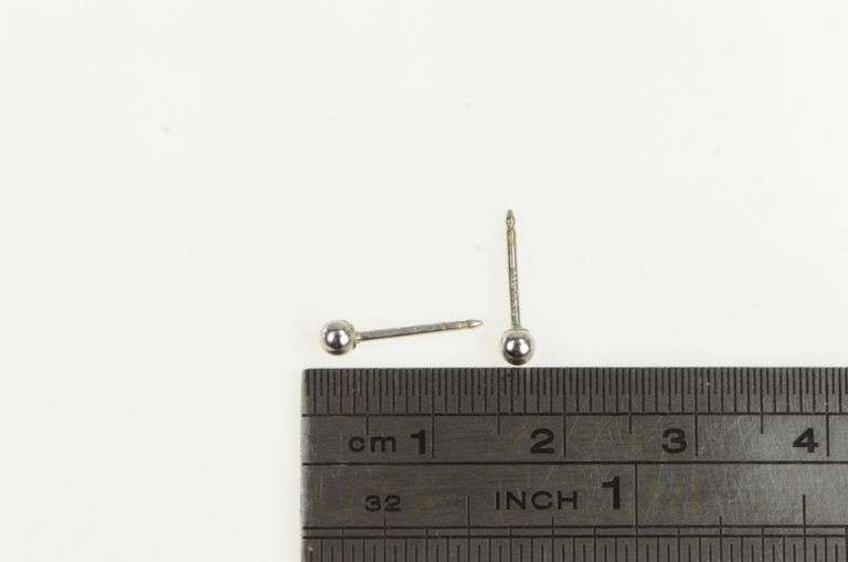 14K White Gold 2.8mm Ball Round Sphere Vintage Stud Earrings