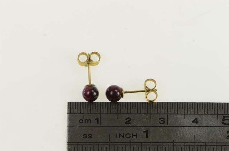 14K Yellow Gold 5.1mm Tourmaline Sphere Ball Vintage Stud Earrings