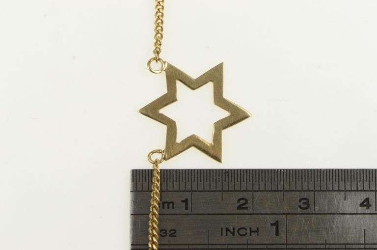 14K Yellow Gold Star of David Jewish Faith Symbol Chain Necklace