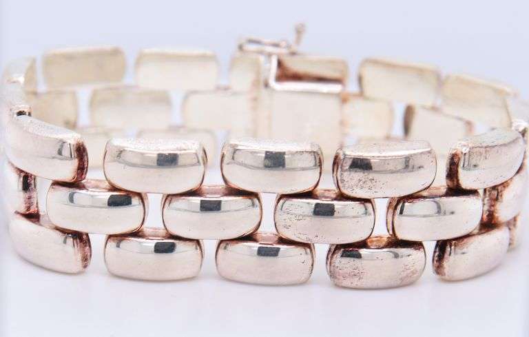 925 Sterling Silver Italian Wide Braided Bracelet